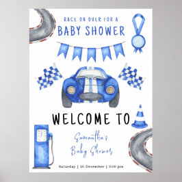 Race Car Welcome Baby Dusche Poster