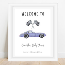 Race Car Welcome Baby Dusche Poster