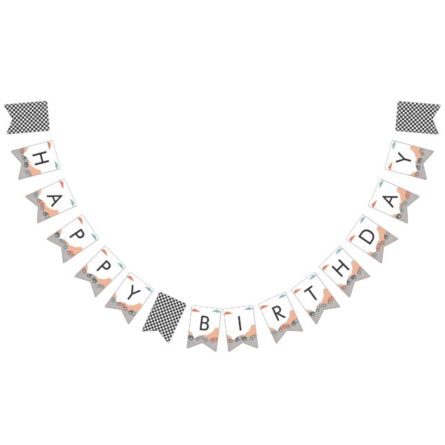 Race Car Zwei Fast 2 Neugieriges Party zum Geburts Wimpelkette (Alle)