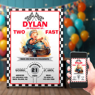 Race Cars 2. Geburtstag Einladung