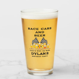 Race Cars & Beer Checkered Flag Raceday Birthday Glas