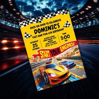 Race Cars Einladung zum Geburtstag