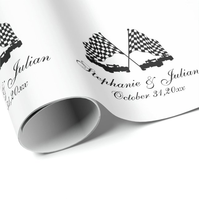 Race Cars Schachbrett Flag Geschenkpapier (Rolleneckpunkt)