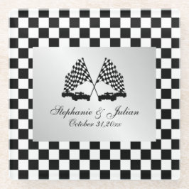 Race Cars Schachbrett Flag Glasuntersetzer