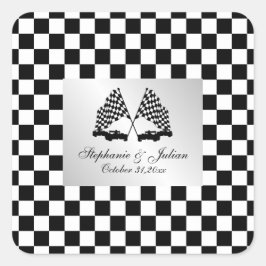 Race Cars Schachbrett Flag Quadratischer Aufkleber