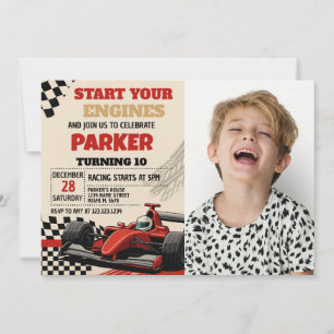 Race Day Birthday Einladung mit Foto