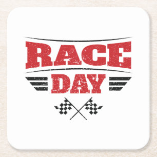 Race Day Checkered Flag Car Racing Rechteckiger Pappuntersetzer