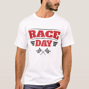 Race Day Checkered Flag Car Racing T-Shirt