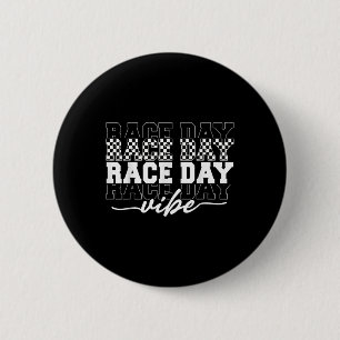 Race Day Vibes Checkered Coquette Bow Car Racing m Button