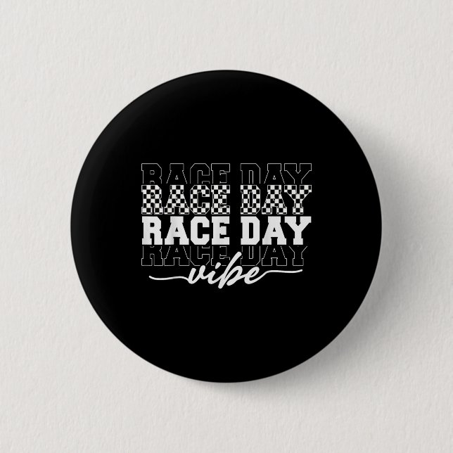 Race Day Vibes Checkered Coquette Bow Car Racing m Button (Vorderseite)