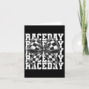 Race Day Vibes Checkered Coquette Bow Car Racing m Karte