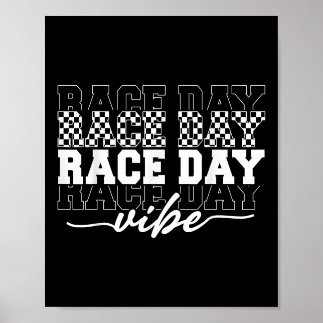 Race Day Vibes Checkered Coquette Bow Car Racing m Poster (Vorne)