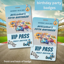 Race Driver Badge for 5th Birthday Boy