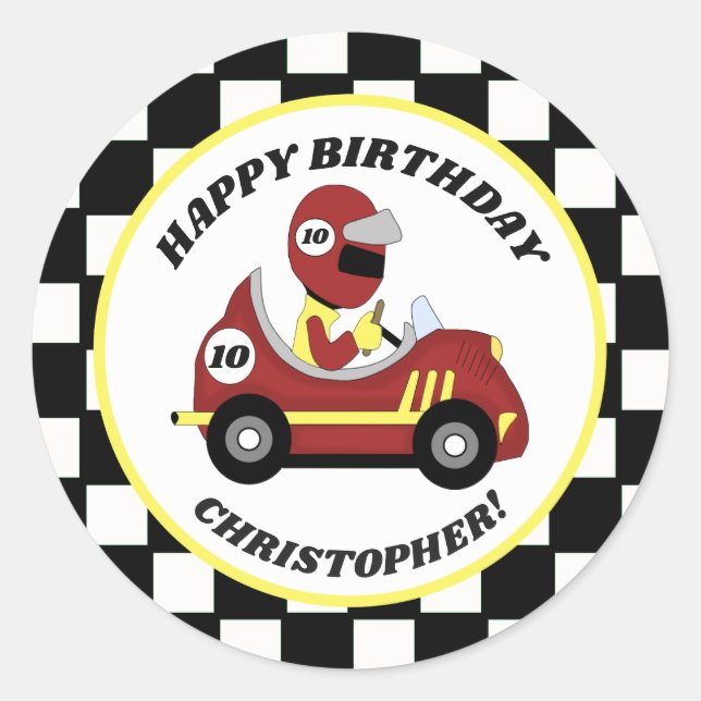 Race Fans Personalisiert Geburtstagsparty Sticker (Vorderseite)