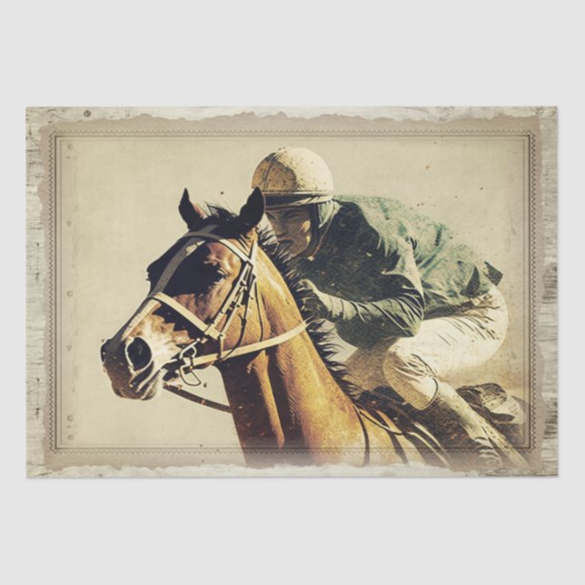 Race Horse Jockey Vintag Decoupage Seidenpapier (Vorderseite)