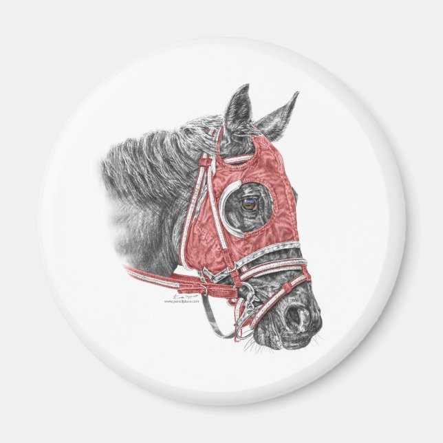 Race Horse Portrait Silks Magnet (Vorne)