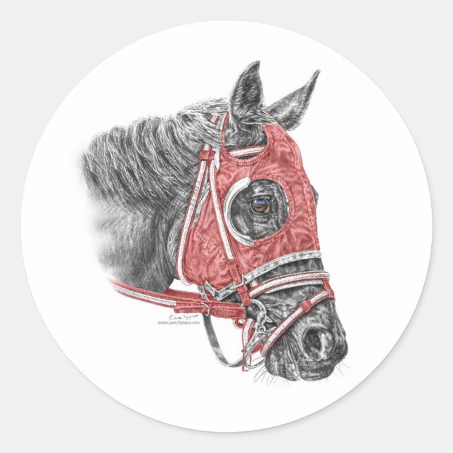 Race Horse Portrait Silks Runder Aufkleber (Vorderseite)