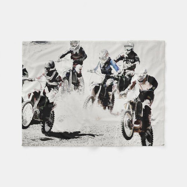 "Race is On" Motocross-Rennfahrer Fleecedecke (Vorderseite (Horizontal))