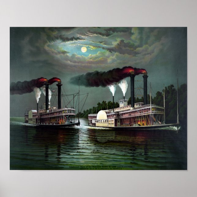 Race of Steamers Robt. E. Lee und Natchez Poster (Vorne)