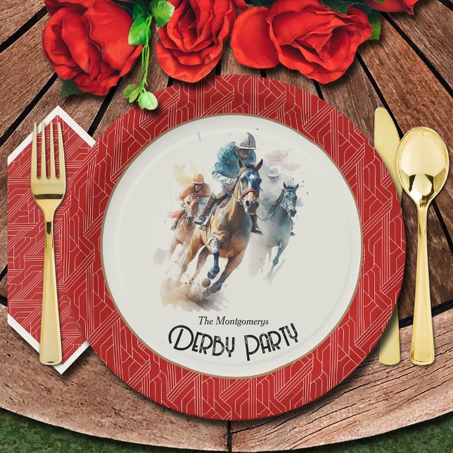 Race Pferdes Derby Party Red Pappteller (Paper plates and matching napkins sold separately. (Silverware not sold.))