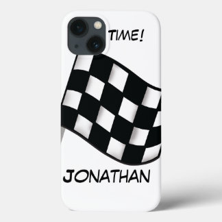 Race Schwarz-weiß Checked Flag Name Personalisiert Case-Mate iPhone Hülle