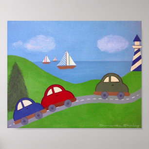 Race to the Regatta - 8x10 Cars Boat Boys Kinder K Poster