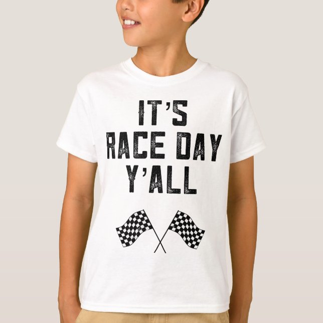 Race Track Checked Flag Fast Cars Race Day Y T-Shirt (Vorderseite)