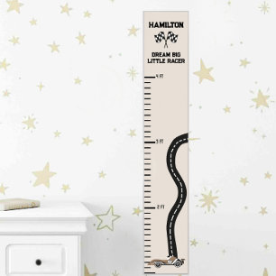 Race Track Neutral Boys Growth Chart Poster