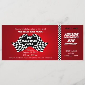 Race Track Pass Geburtstagskarte Einladung