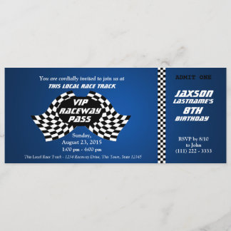 Race Track Pass Geburtstagskarte Einladung