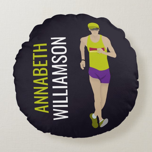 Race Walking Rundes Kissen (Vorderseite)