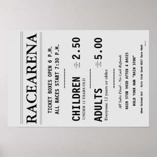 RACEARENA TICKET BOX OFFICE BILL DANBURY FAIR 2 POSTER