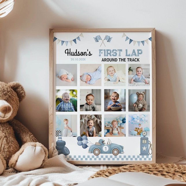 Racecar First Lap Around The Track Photo Milestone Poster (Von Creator hochgeladen)