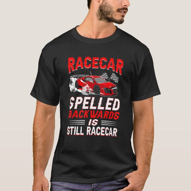 Racecar-Spur rückwärts Race Track Pit Crew Raci T-Shirt (Vorderseite)