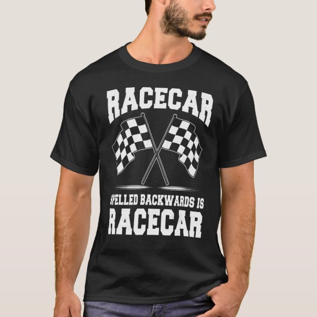 Racecar-Spur rückwärts Race Track Pit Crew Raci T-Shirt (Vorderseite)