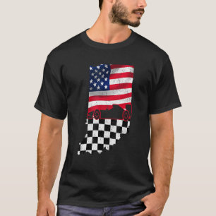 Racececar über Indiana American Flag zu Checkered T-Shirt