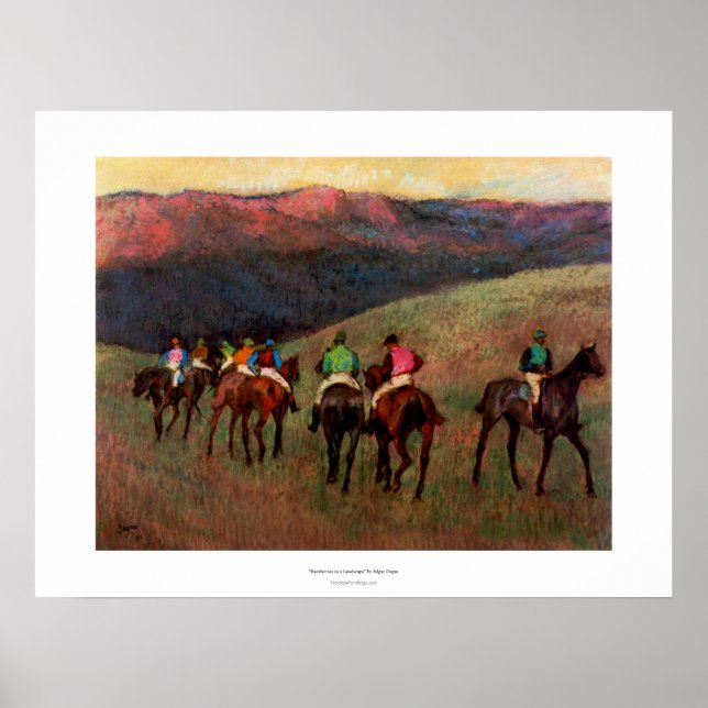 Racehoras in der Landschaft Jockeys Pferdekunst De Poster (Vorne)