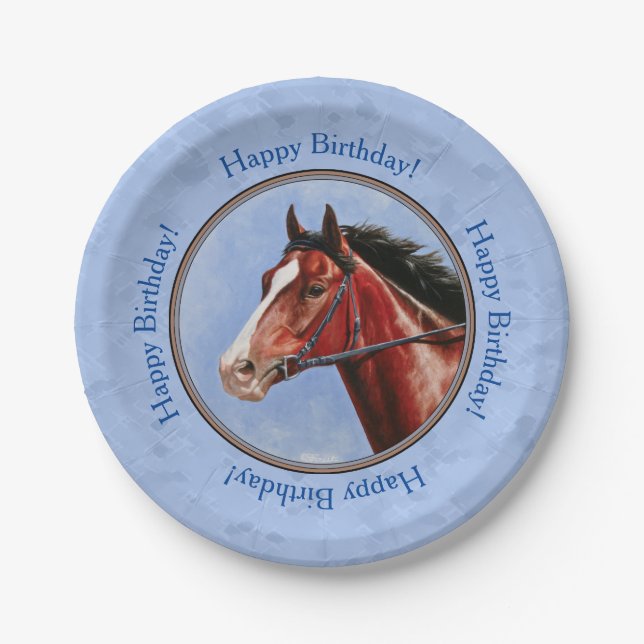 Racehorse Blauer Vollblut Pappteller (Vorderseite)