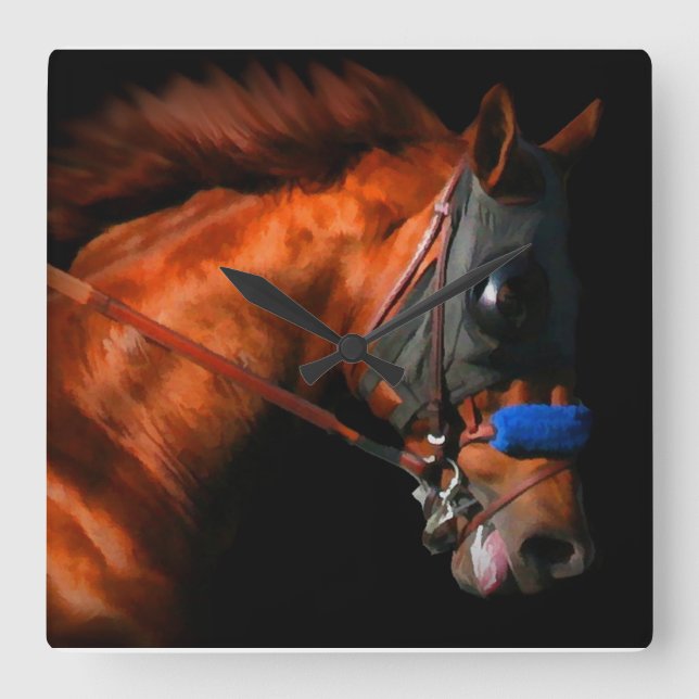 Racehorse Clock Quadratische Wanduhr (Vorderseite)