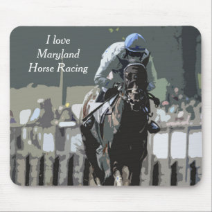 Racehorse mit Jockey in Blue Mousepad
