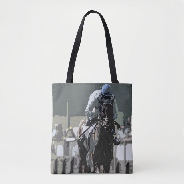 Racehorse mit Jockey in Blue Tote Bag (Vorderseite)