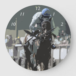 Racehorse mit Jockey in Blue Wall Clock Große Wanduhr