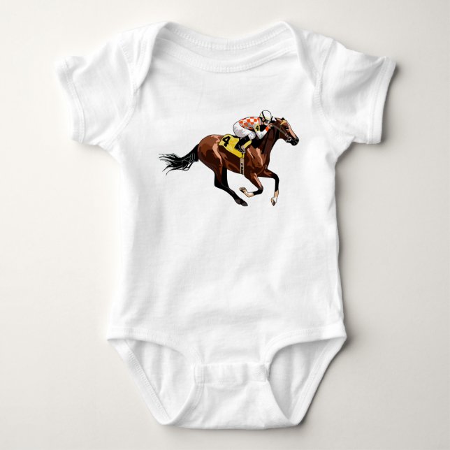 Racehorse und Jockey Baby Strampler (Vorderseite)