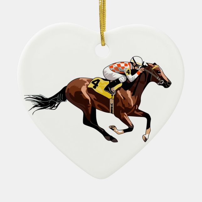 Racehorse und Jockey Keramik Ornament (Vorne)