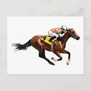 Racehorse und Jockey Postkarte