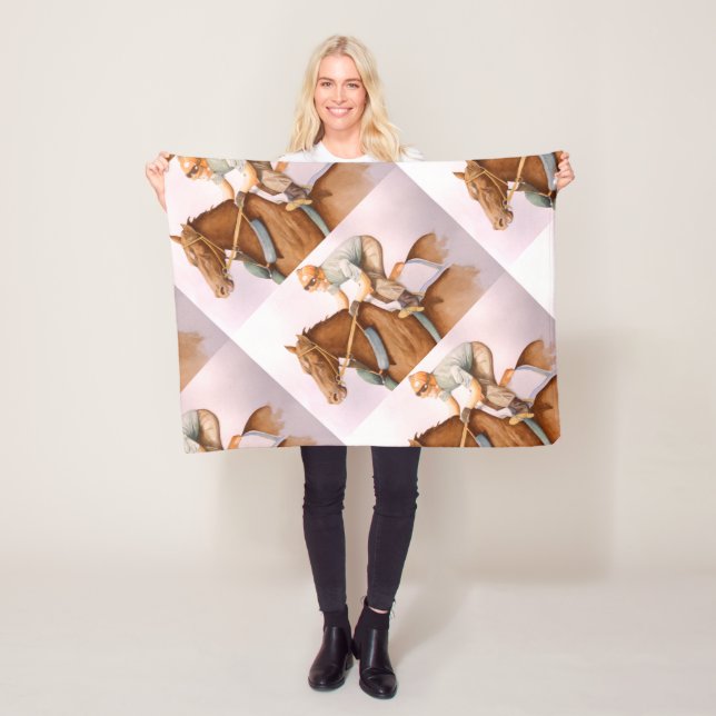 RaceHorse und JockeyWaterColor Fleecedecke (Beispiel)