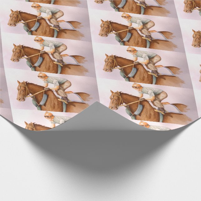 RaceHorse und JockeyWaterColor Geschenkpapier (Ecke)