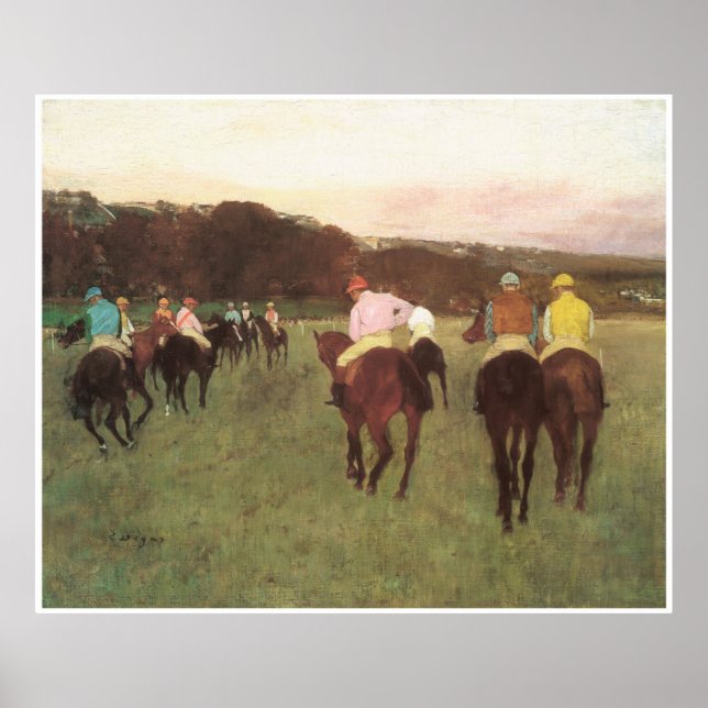 Racehorses at Longchamp, c. 1873-75 - Edgar Degas Poster (Vorne)