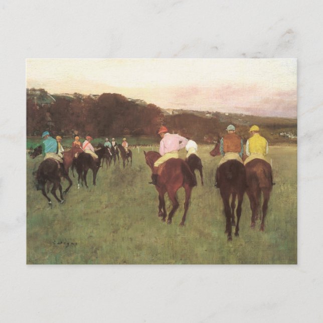 Racehorses bei Longchamp von Edgar Degas Postkarte (Vorderseite)