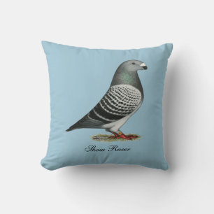 Racer Blue Schachbrett Pigeon anzeigen Kissen